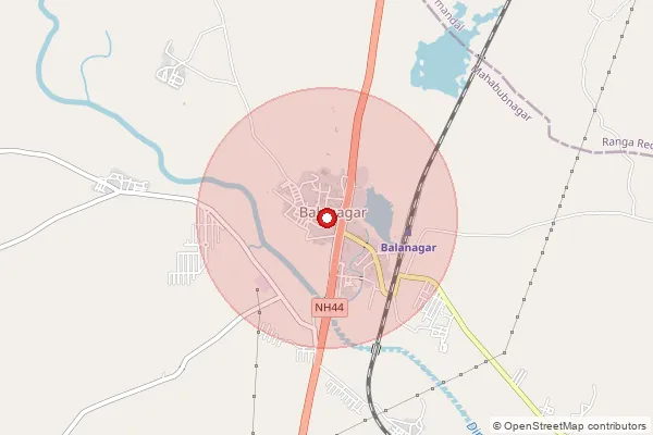 Map showing approximate area covered by Pincode 509202 — Balanagar S.O, Mahabubnagar