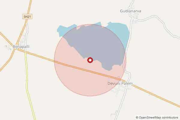 Map showing approximate area covered by Pincode 509203 — Bijnapally S.O, Nagarkurnool