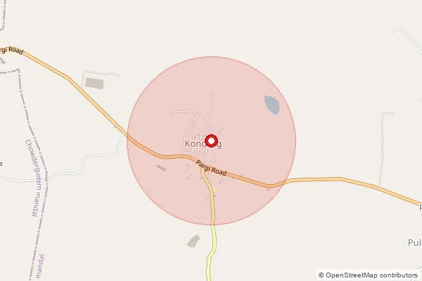 Map showing approximate area covered by Pincode 509207 — Kondurgu S.O, Ranga Reddy