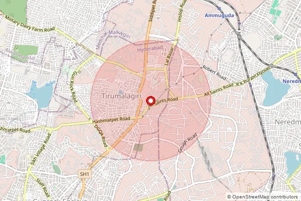 Map showing approximate area covered by Pincode 509217 — Shahabad S.O, Ranga Reddy