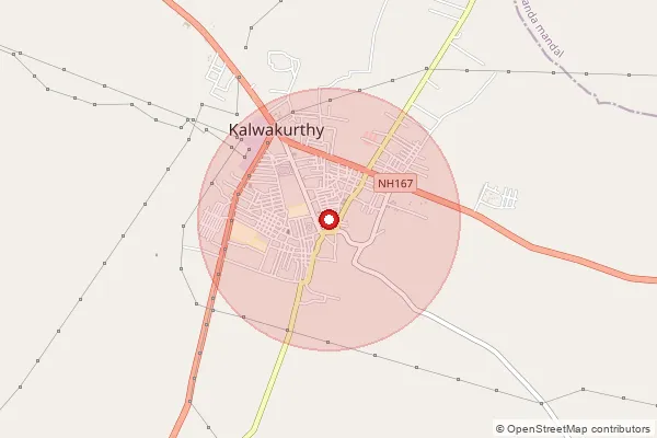 Map showing approximate area covered by Pincode 509324 — Kalwakurthy S.O, Nagarkurnool