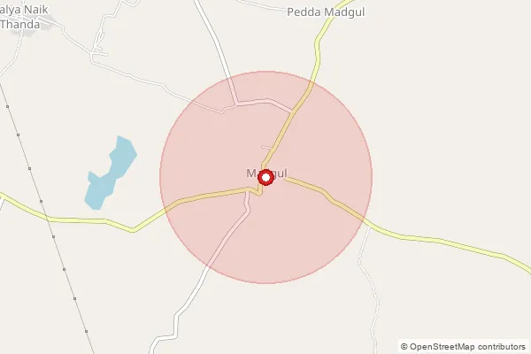 Map showing approximate area covered by Pincode 509327 — Madgul S.O, Ranga Reddy
