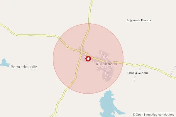 Map showing approximate area covered by Pincode 509335 — Antharam B.O, Vikarabad