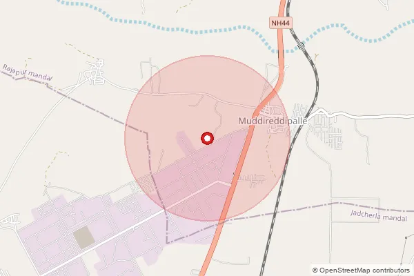 Map showing approximate area covered by Pincode 509340 — Lingampaly B.O, Mahabubnagar