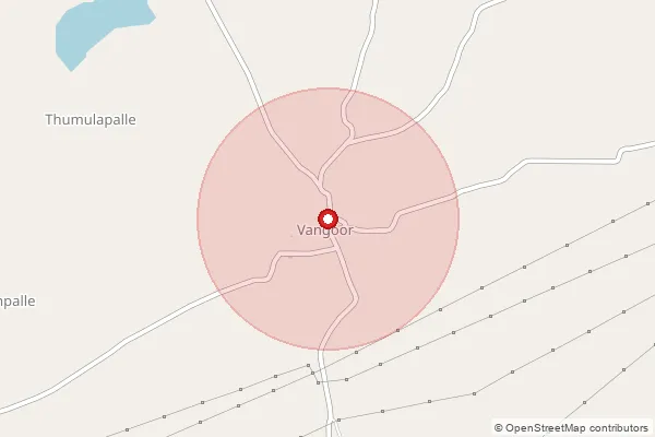 Map showing approximate area covered by Pincode 509349 — Vangoor S.O, Nagarkurnool