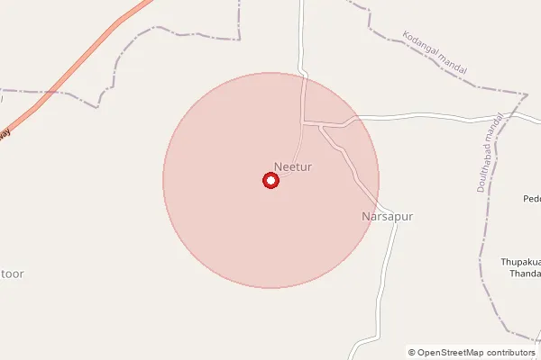 Map showing approximate area covered by Pincode 509350 — Hakeempet B.O, Narayanpet
