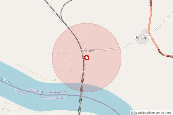 Map showing approximate area covered by Pincode 509352 — Tangadgi B.O, Narayanpet