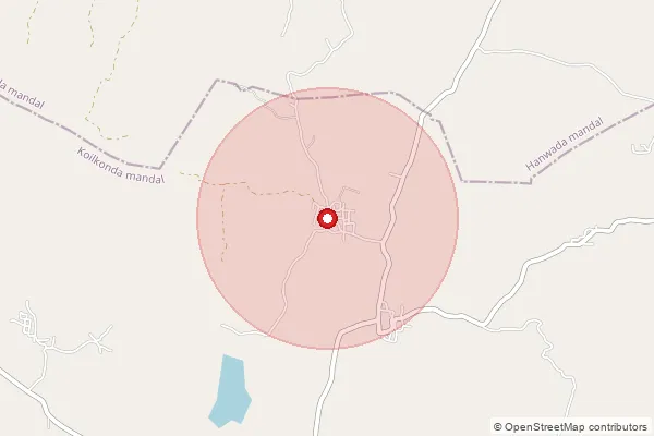 Map showing approximate area covered by Pincode 509371 — Chandraspalli B.O, Mahabubnagar