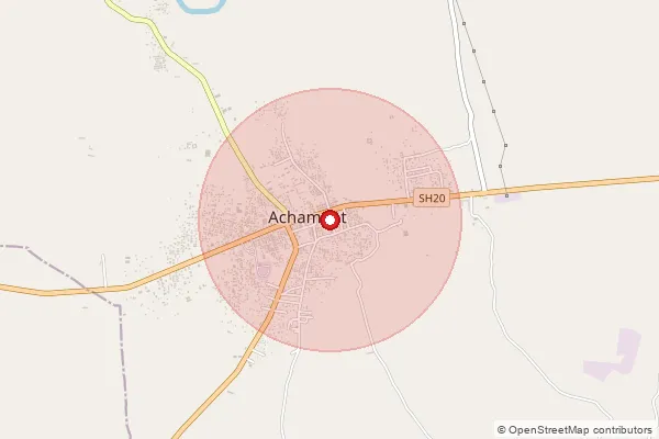 Map showing approximate area covered by Pincode 509375 — Achampet S.O, Nagarkurnool