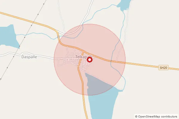 Map showing approximate area covered by Pincode 509385 — Thelkapally S.O, Nagarkurnool
