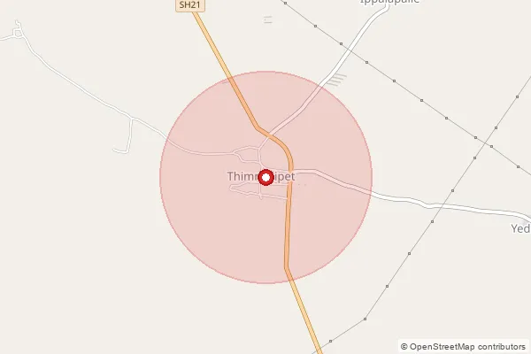 Map showing approximate area covered by Pincode 509406 — Thimmajipet S.O, Nagarkurnool