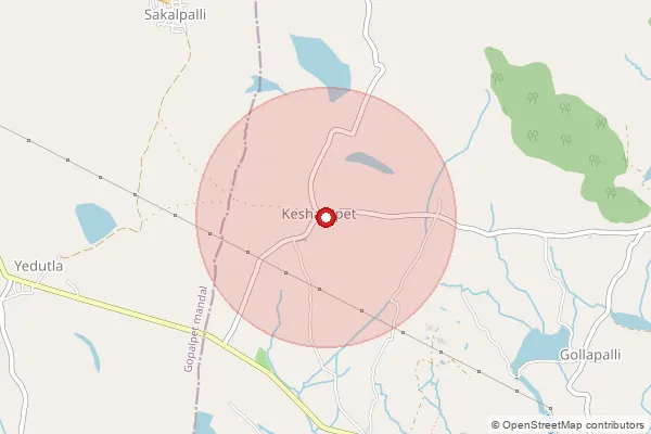 Map showing approximate area covered by Pincode 509408 — Keshampet S.O, Ranga Reddy