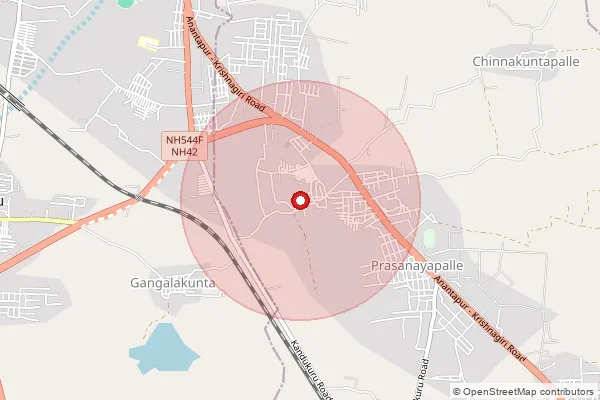 Map showing approximate area covered by Pincode 515003 — Akuthotapalli B.O, Anantapur