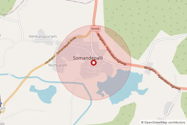 Map showing approximate area covered by Pincode 515122 — Somandepalli S.O, Sri Sathya Sai