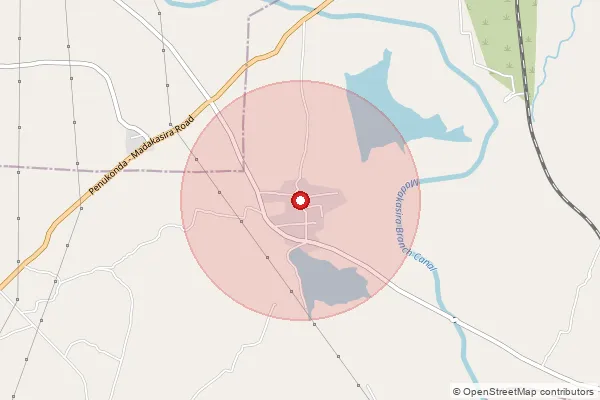 Map showing approximate area covered by Pincode 515124 — Peddamanthur S.O, Sri Sathya Sai