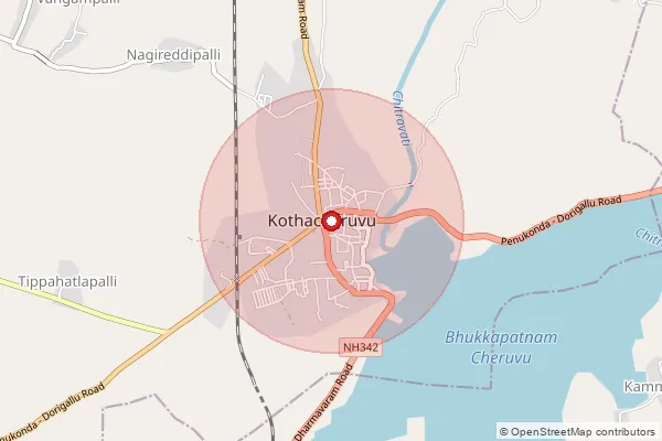 Map showing approximate area covered by Pincode 515133 — Kothacheruvu S.O, Sri Sathya Sai