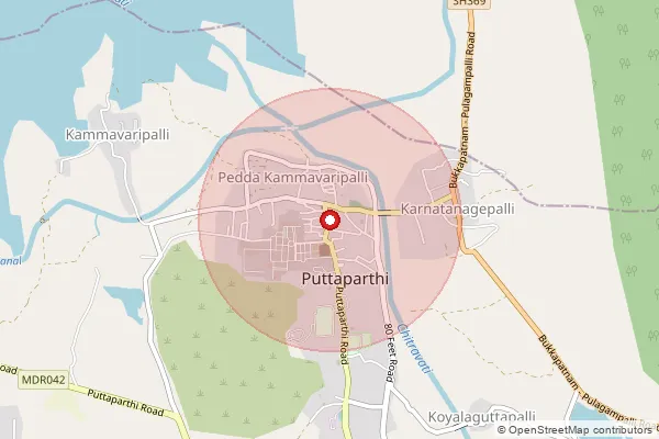 Map showing approximate area covered by Pincode 515134 — Puttaparthy Main Bazar Ndtso, Anantapur