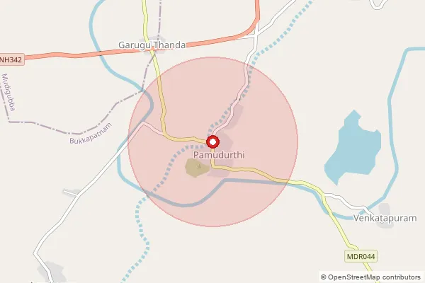 Map showing approximate area covered by Pincode 515154 — Pamudurthi S.O, Sri Sathya Sai
