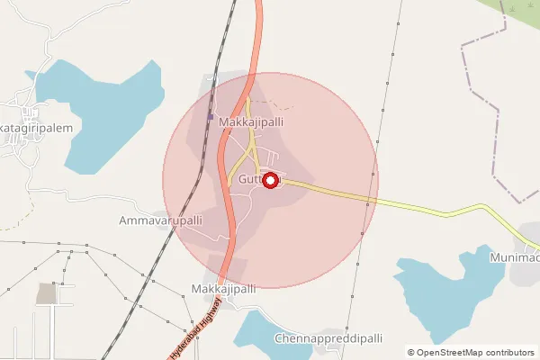 Map showing approximate area covered by Pincode 515164 — Guttur S.O, Sri Sathya Sai