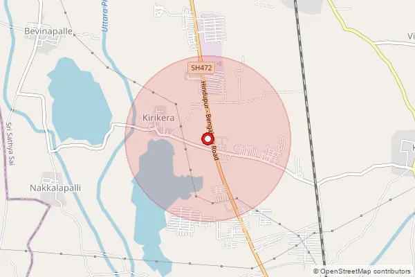Map showing approximate area covered by Pincode 515211 — Kirikera S.O, Sri Sathya Sai