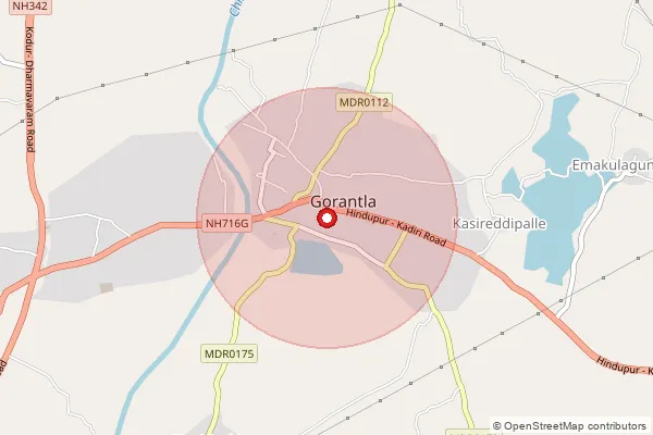 Map showing approximate area covered by Pincode 515231 — Gorantla S.O, Sri Sathya Sai