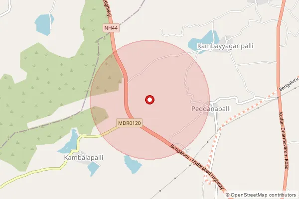 Map showing approximate area covered by Pincode 515241 — Budili S.O, Sri Sathya Sai