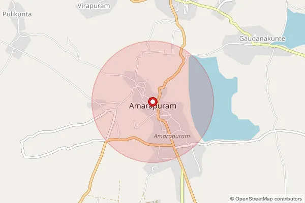 Map showing approximate area covered by Pincode 515281 — Amarapuram S.O, Sri Sathya Sai