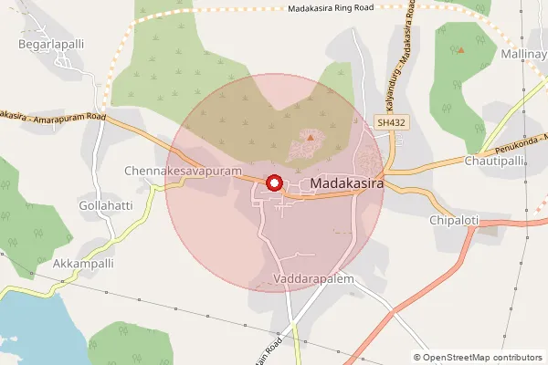 Map showing approximate area covered by Pincode 515301 — Madakasira S.O, Sri Sathya Sai