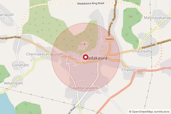 Map showing approximate area covered by Pincode 515303 — Kallumarri S.O, Anantapur