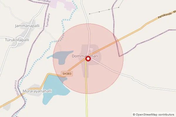 Map showing approximate area covered by Pincode 515305 — Rallahalli S.O, Sri Sathya Sai