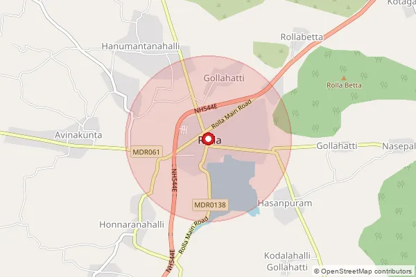 Map showing approximate area covered by Pincode 515321 — Rolla S.O, Sri Sathya Sai