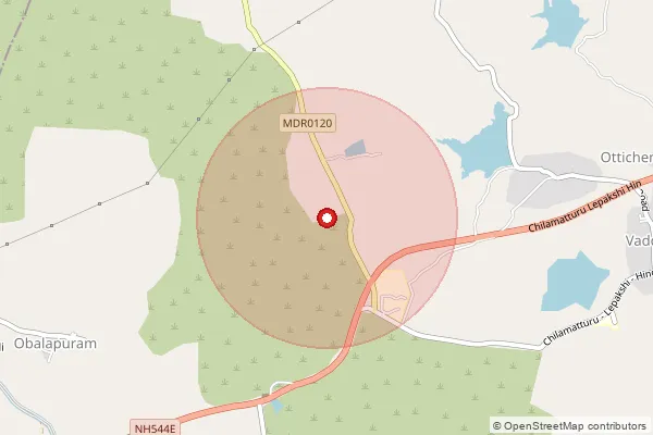 Map showing approximate area covered by Pincode 515341 — Chilamathur S.O, Sri Sathya Sai
