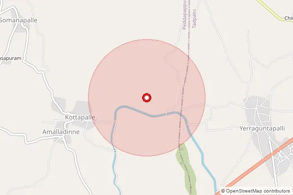 Map showing approximate area covered by Pincode 515445 — Kadavakallu B.O, Anantapur