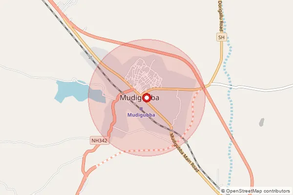 Map showing approximate area covered by Pincode 515511 — Mudigubba S.O, Sri Sathya Sai