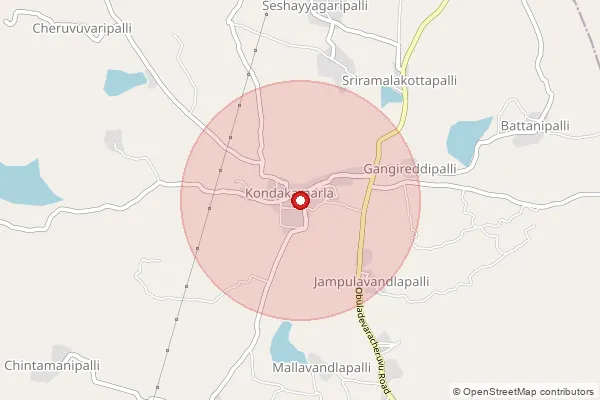 Map showing approximate area covered by Pincode 515531 — Kondakamarla S.O, Sri Sathya Sai