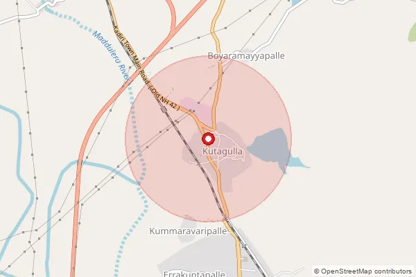 Map showing approximate area covered by Pincode 515541 — Kutagulla S.O, Sri Sathya Sai
