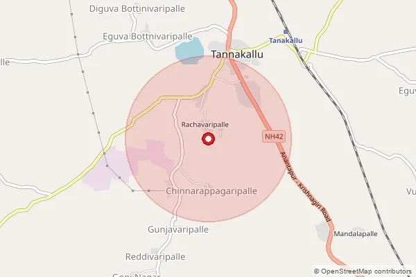Map showing approximate area covered by Pincode 515571 — Tanakallu S.O, Sri Sathya Sai