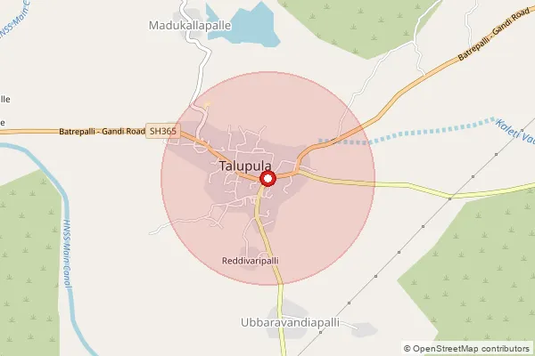Map showing approximate area covered by Pincode 515581 — Talupula S.O, Sri Sathya Sai