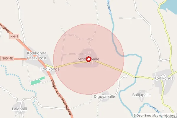 Map showing approximate area covered by Pincode 515601 — Kodikonda S.O, Sri Sathya Sai