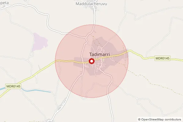 Map showing approximate area covered by Pincode 515631 — Tadimarri S.O, Sri Sathya Sai