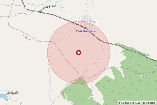 Map showing approximate area covered by Pincode 515775 — G.Kottala B.O, Anantapur