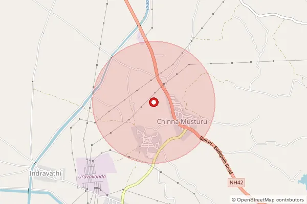 Map showing approximate area covered by Pincode 515822 — Nimbagallu B.O, Anantapur