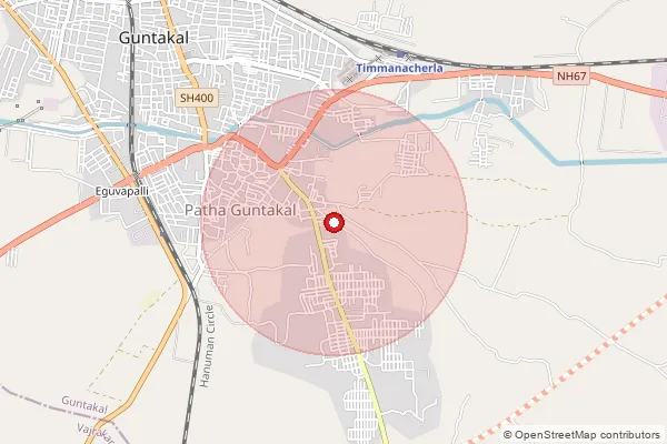 Map showing approximate area covered by Pincode 515832 — Vajrakarur S.O, Anantapur