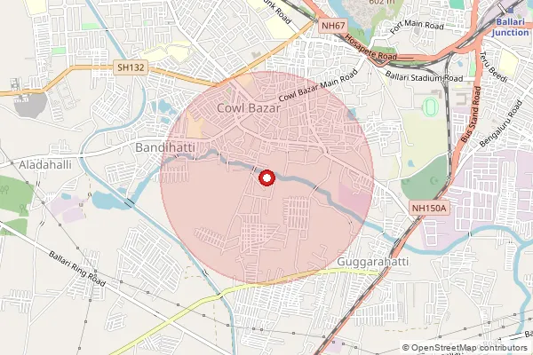 Map showing approximate area covered by Pincode 515870 — Palthur B.O, Anantapur