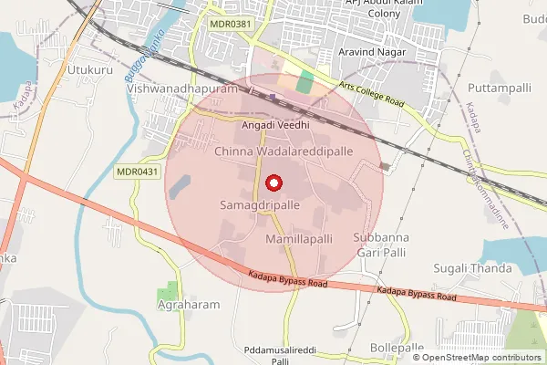 Map showing approximate area covered by Pincode 516004 — Industrial Estate B.O, Y.S.R.