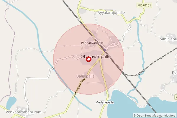 Map showing approximate area covered by Pincode 516108 — Obulavaripalli S.O, Y.S.R.