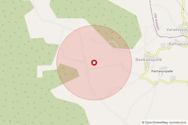 Map showing approximate area covered by Pincode 516126 — Mannur S.O (Cuddapah), Y.S.R.