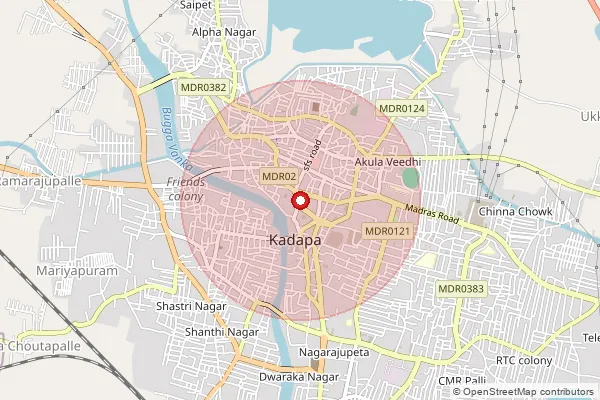 Map showing approximate area covered by Pincode 516127 — Penagalur S.O, Y.S.R.