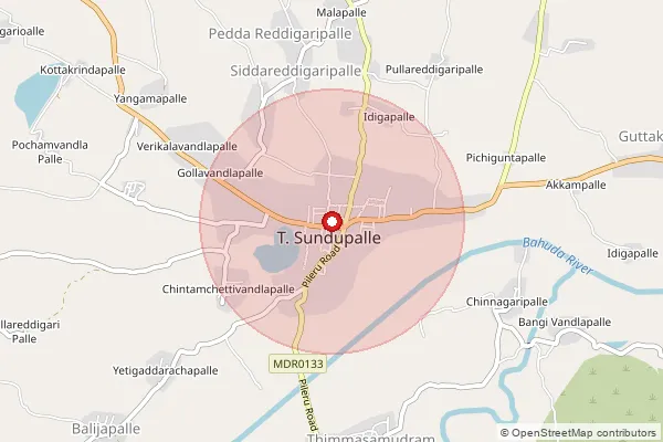 Map showing approximate area covered by Pincode 516130 — T. Sundupalli S.O, Y.S.R.