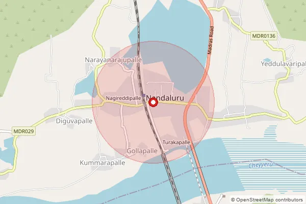 Map showing approximate area covered by Pincode 516150 — Nandalur S.O, Y.S.R.